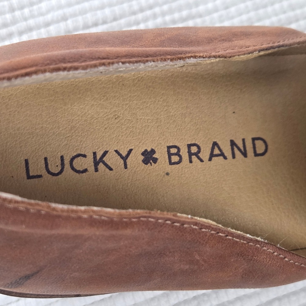 Lucky Brand Macce Brown Leather Ankle Booties Women 8.5 Low Heel LP-MACCE - Picture 7 of 11